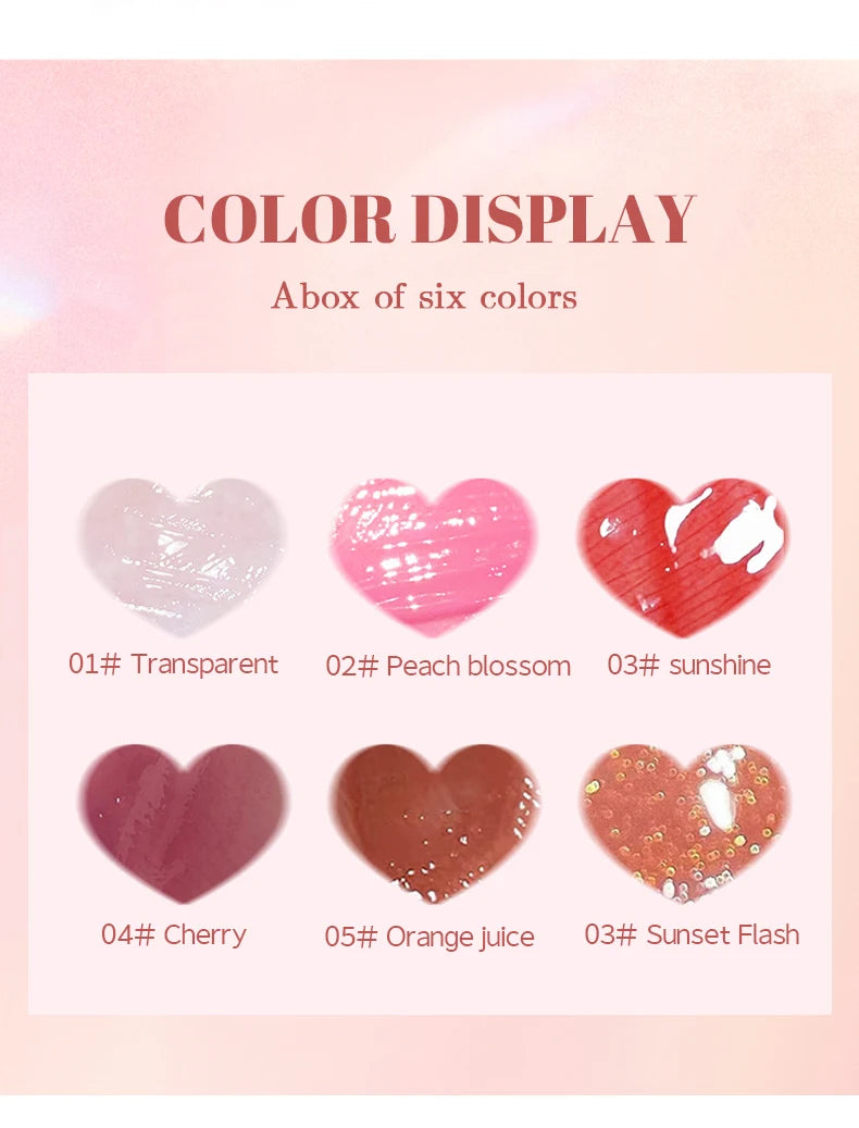 Luxury Hydrating Jelly Lip Oil Set – 6-Piece Mini Bottles with Long-Lasting Moisture & Smooth Glossy Finish