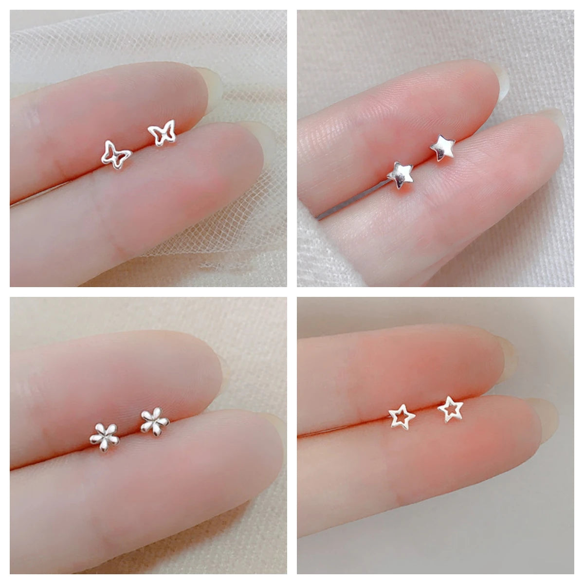 Heart Stud Earrings: Minimalist and Hypoallergenic Silver Star Design – Perfect Daily Wear Jewelry Gift for Women and Girls