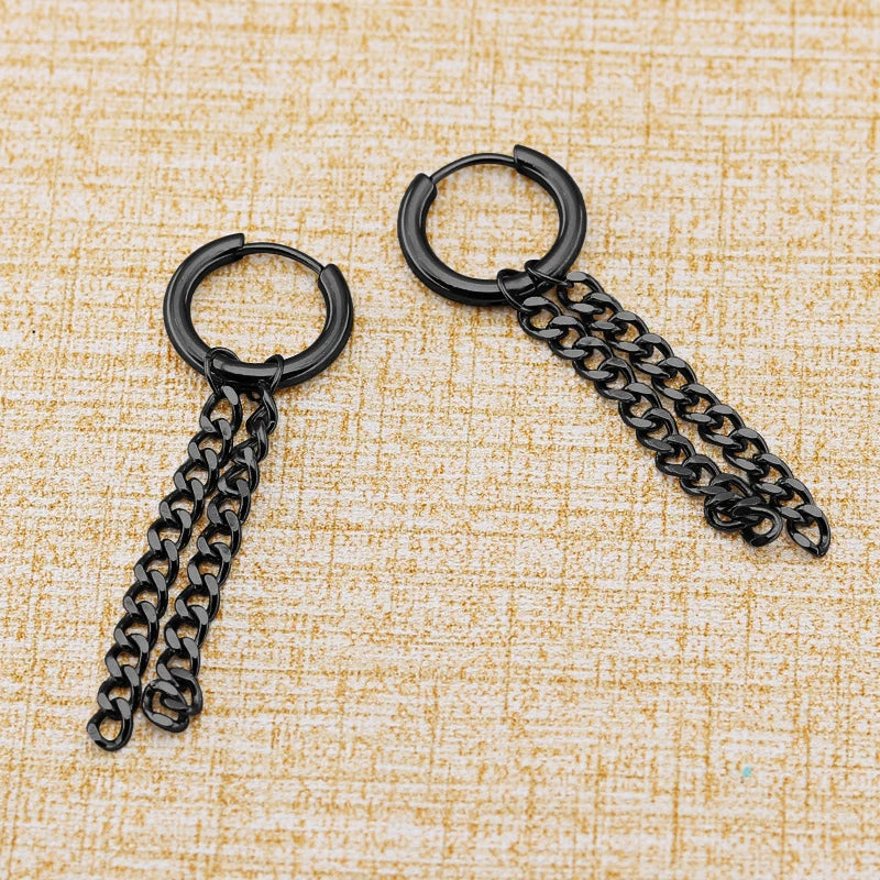 Pair of Modern Black Stainless Steel Stud Earrings – A Perfect Blend of Boldness and Elegance ,Unisex