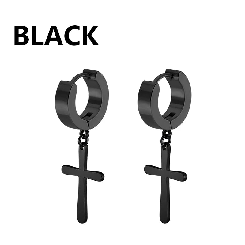 Pair of Modern Black Stainless Steel Stud Earrings – A Perfect Blend of Boldness and Elegance ,Unisex