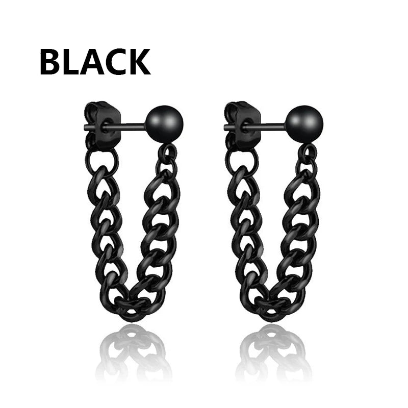 Pair of Modern Black Stainless Steel Stud Earrings – A Perfect Blend of Boldness and Elegance ,Unisex