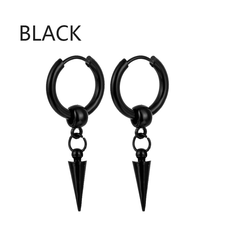 Pair of Modern Black Stainless Steel Stud Earrings – A Perfect Blend of Boldness and Elegance ,Unisex