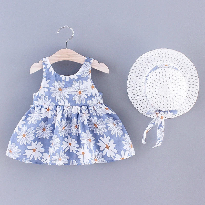 Summer Daisy Princess Dress for Girls with Elegant Big Bow – Perfect Party Look for 0–3 Years