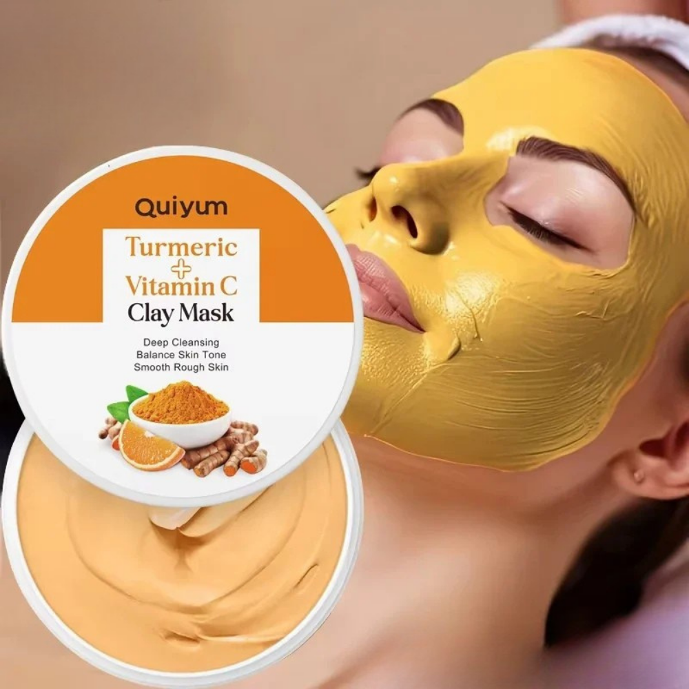 Mascarilla facial de cúrcuma y vitamina C para una limpieza profunda de los poros y una piel radiante: cuidado exfoliante y refinador.
