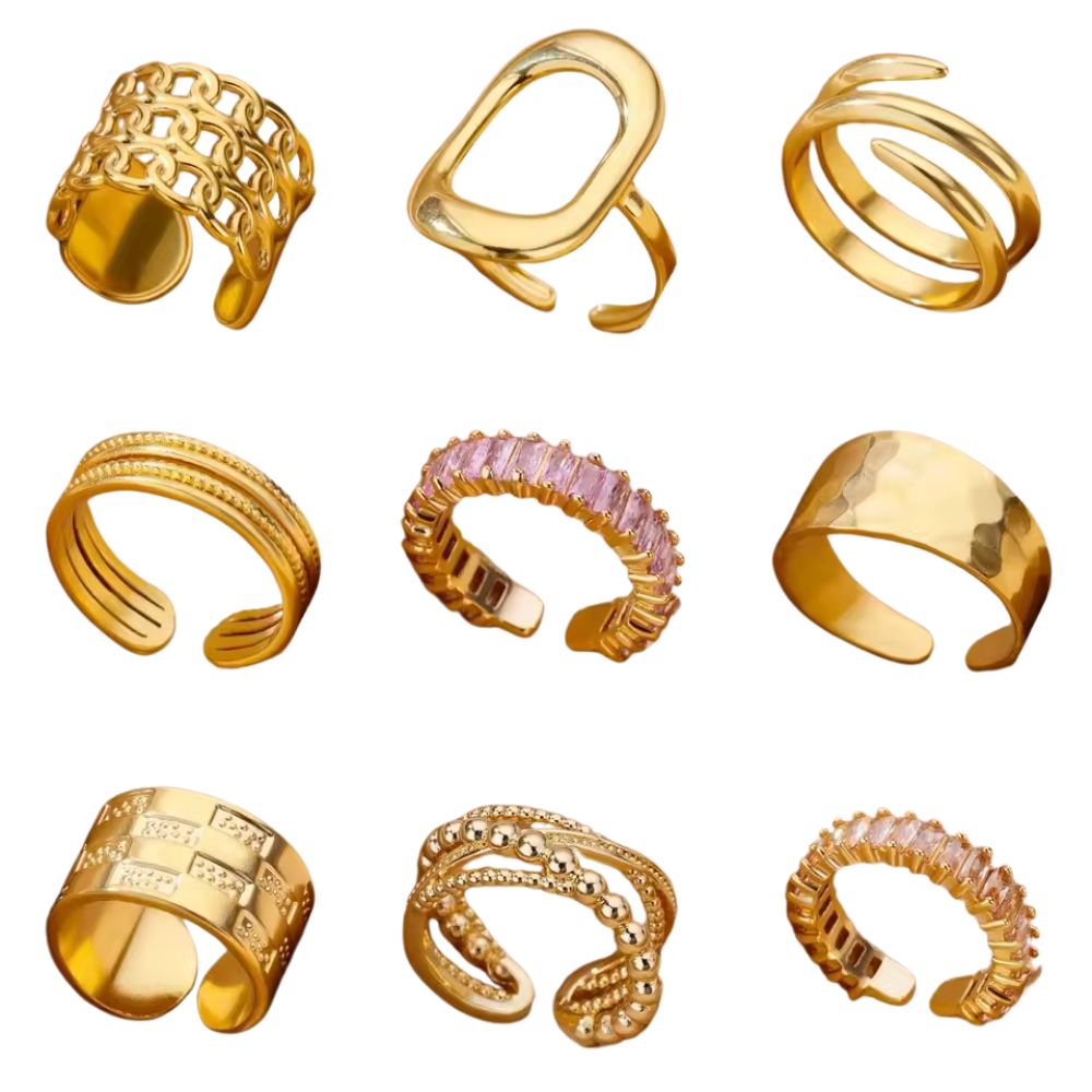 Cinderella Luxury Rings Collection - 316L Stainless Steel Gold Rings for Women