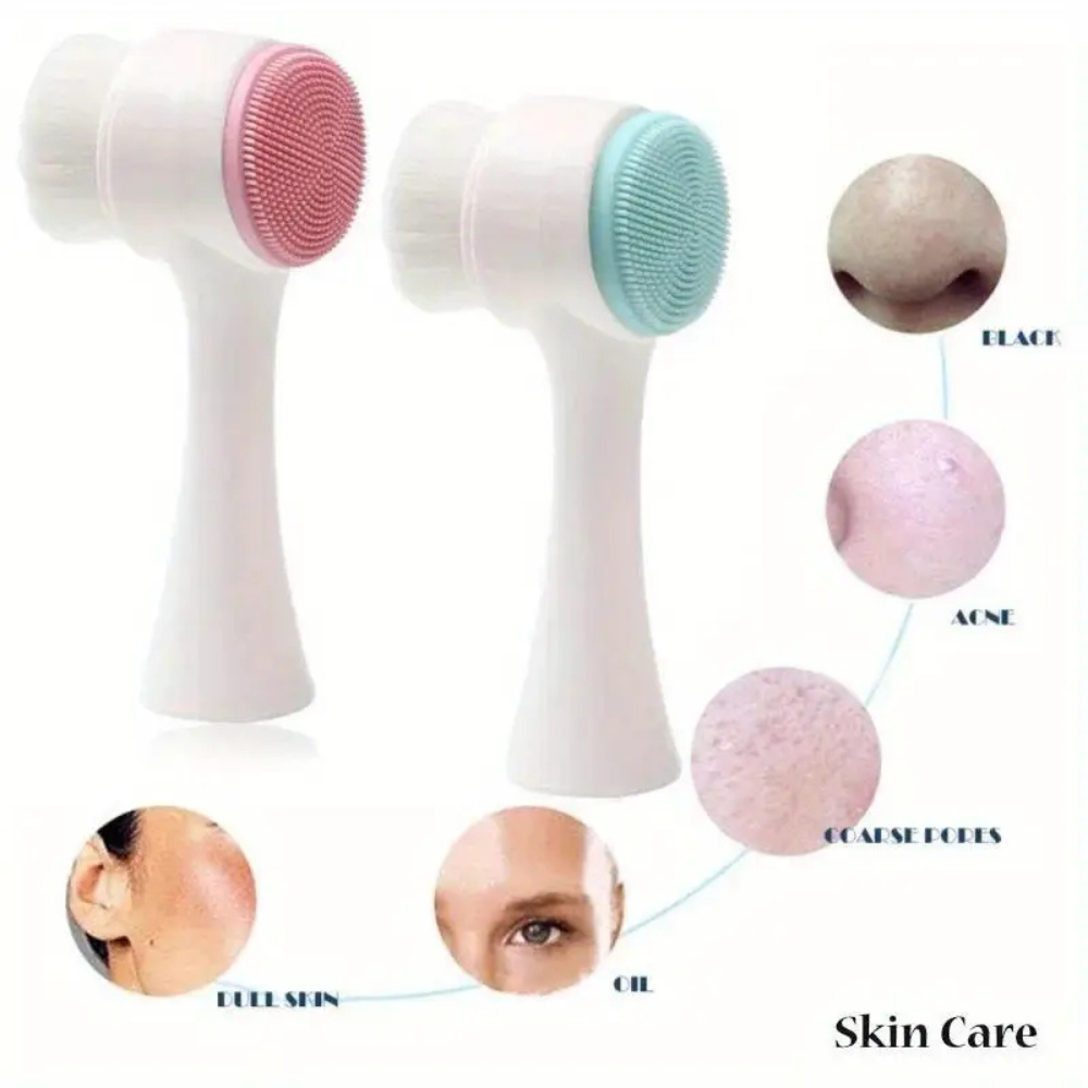 Cepillo facial de silicona de doble cara: limpieza profunda con precisión suave