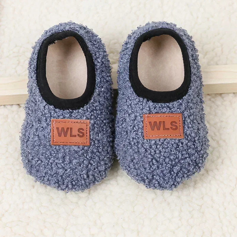 Soft Sole Baby Slippers with Plush Design, Perfect for Indoor Walking, Anti-Slip and Safe for Boys and Girls.