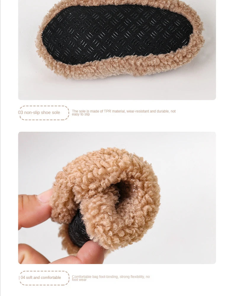 Soft Sole Baby Slippers with Plush Design, Perfect for Indoor Walking, Anti-Slip and Safe for Boys and Girls.