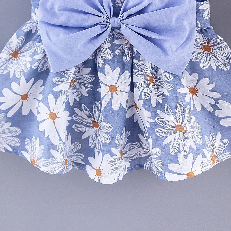 Summer Daisy Princess Dress for Girls with Elegant Big Bow – Perfect Party Look for 0–3 Years