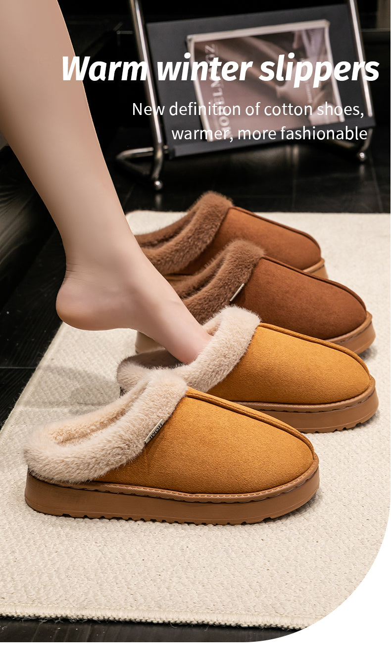 Warm Comfort and Winter Elegance – Premium Fluffy Slippers with Thick Non-Slip Sole