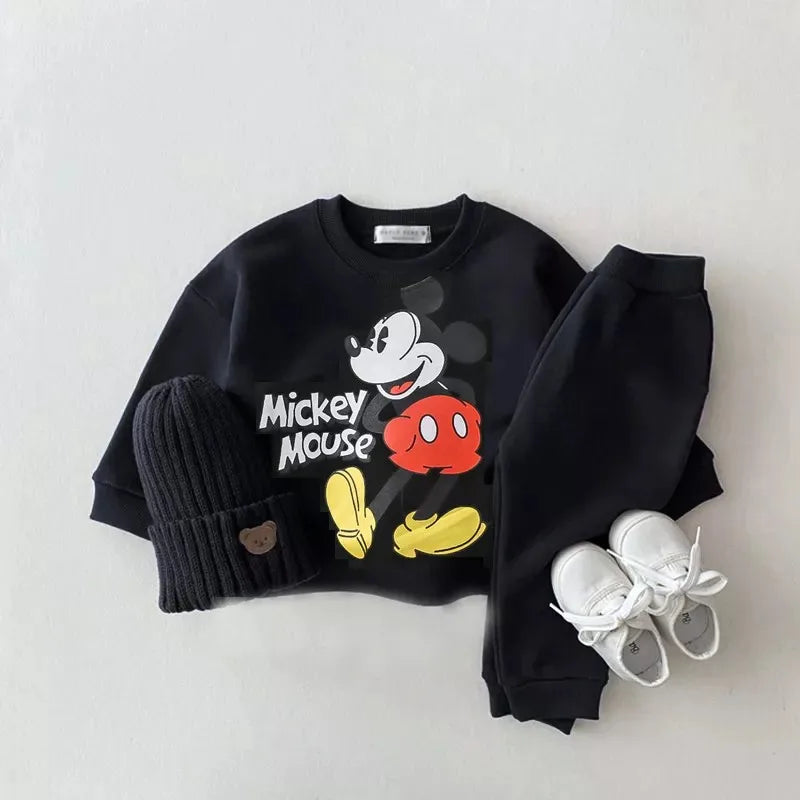 Chic Disney Baby Set: Long-Sleeve Top & Mickey Mouse Pants – Lightweight Autumn Comfort for Every Little Star