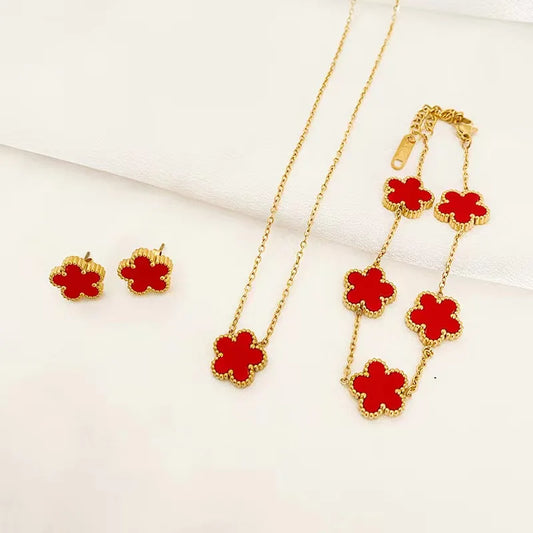 3-Piece Jewelry Set – Necklace, Bracelet, and Earrings with an elegant plum