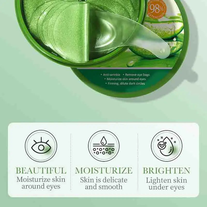 Mascarilla de colágeno y aloe vera para ojos: 60 parches para hidratación profunda, lifting y tratamiento de ojeras.