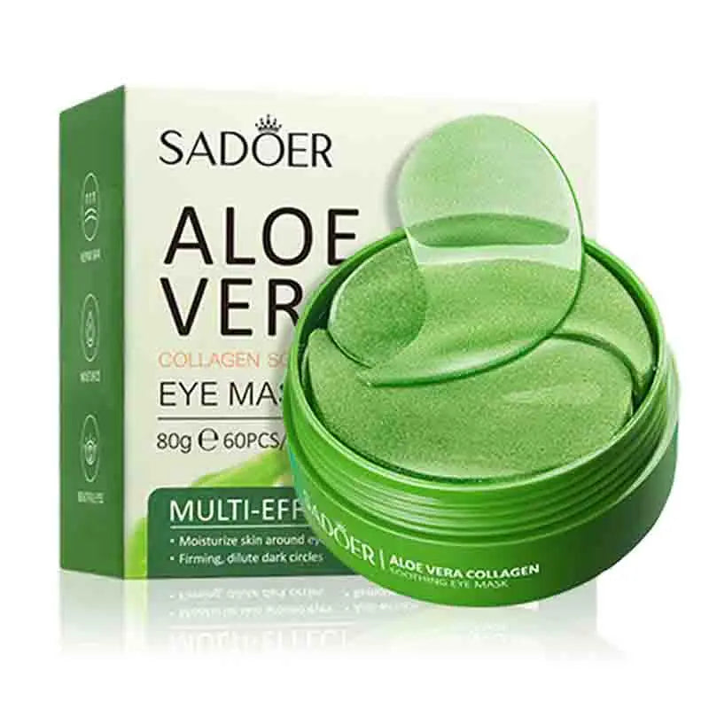 Mascarilla de colágeno y aloe vera para ojos: 60 parches para hidratación profunda, lifting y tratamiento de ojeras.