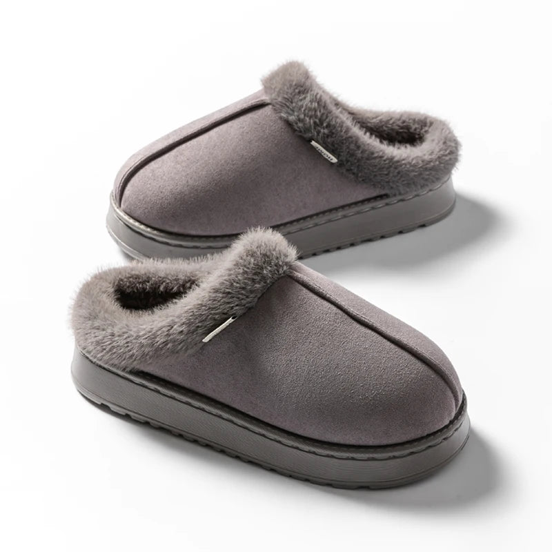 Warm Comfort and Winter Elegance – Premium Fluffy Slippers with Thick Non-Slip Sole
