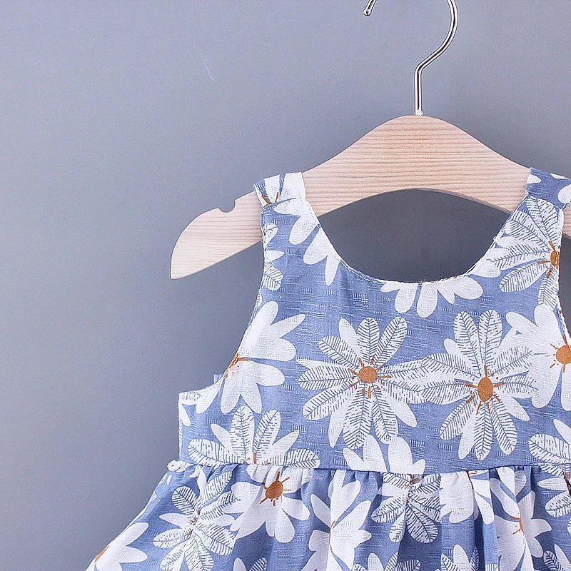 Summer Daisy Princess Dress for Girls with Elegant Big Bow – Perfect Party Look for 0–3 Years