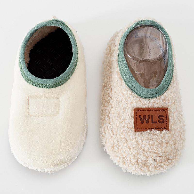 Soft Sole Baby Slippers with Plush Design, Perfect for Indoor Walking, Anti-Slip and Safe for Boys and Girls.