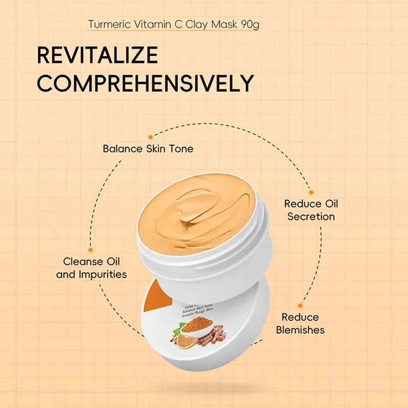 Mascarilla facial de cúrcuma y vitamina C para una limpieza profunda de los poros y una piel radiante: cuidado exfoliante y refinador.