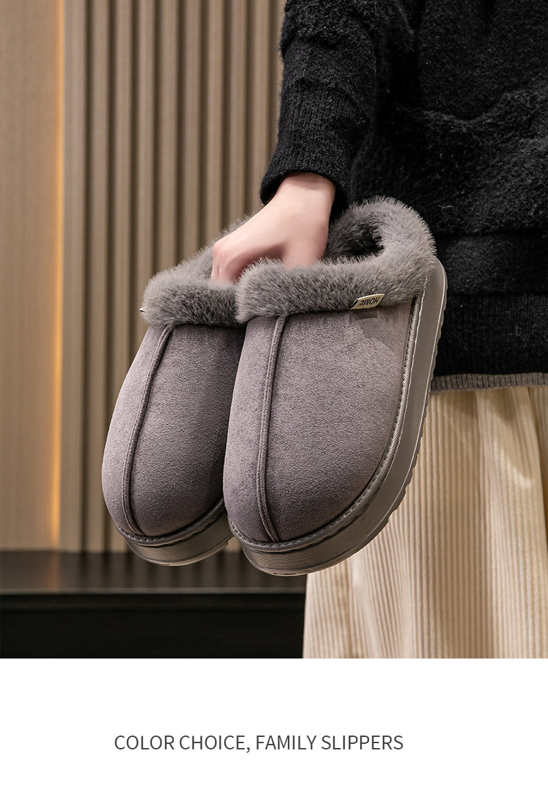 Warm Comfort and Winter Elegance – Premium Fluffy Slippers with Thick Non-Slip Sole