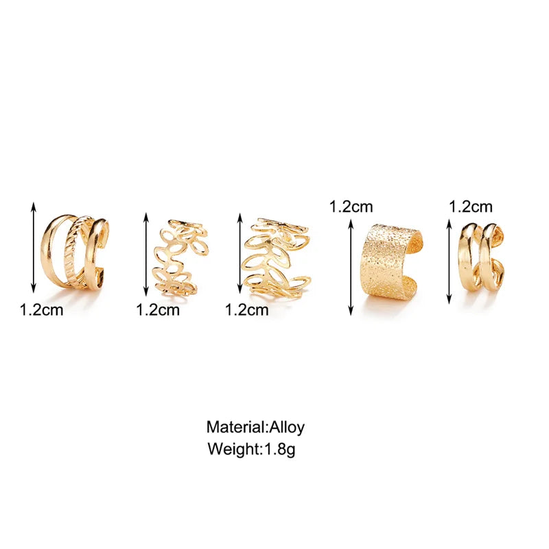 Ear Cuff Set: Elegant Gold and Silver Leaf Clip Earrings with Butterfly Design – Trendy Non-Piercing Jewelry for Modern Women