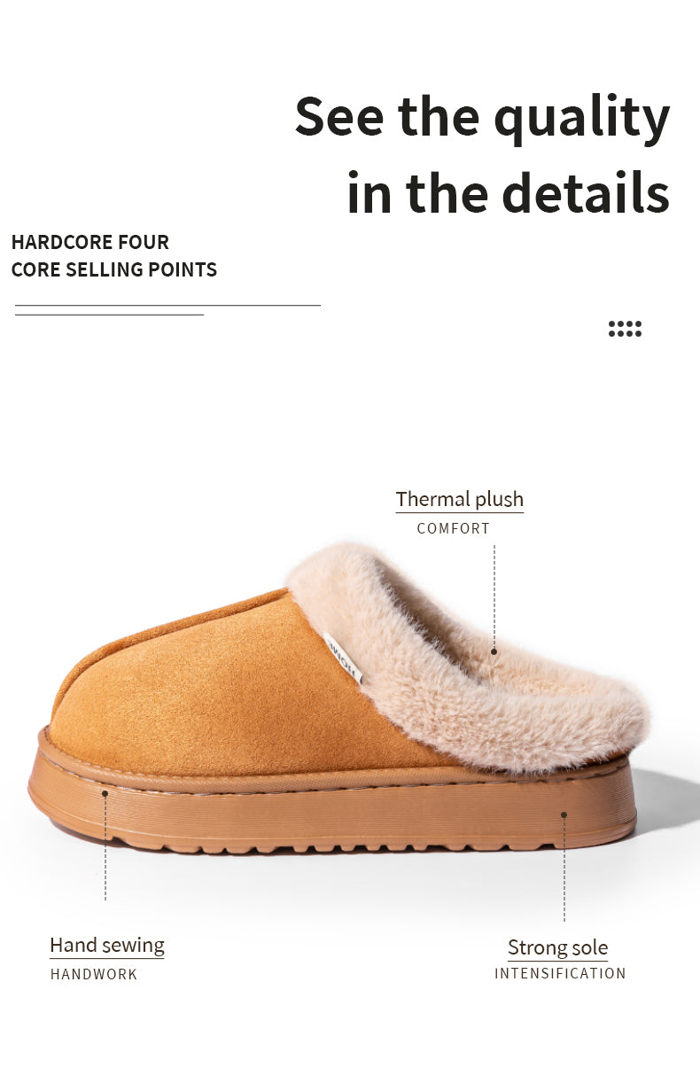Warm Comfort and Winter Elegance – Premium Fluffy Slippers with Thick Non-Slip Sole
