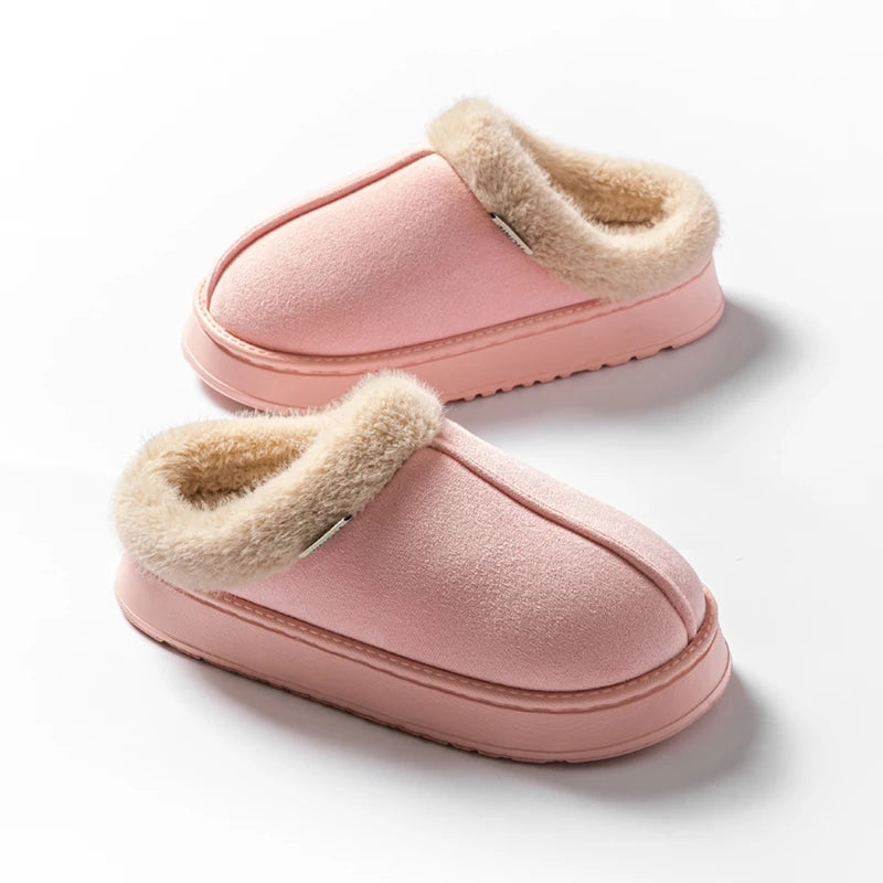 Warm Comfort and Winter Elegance – Premium Fluffy Slippers with Thick Non-Slip Sole