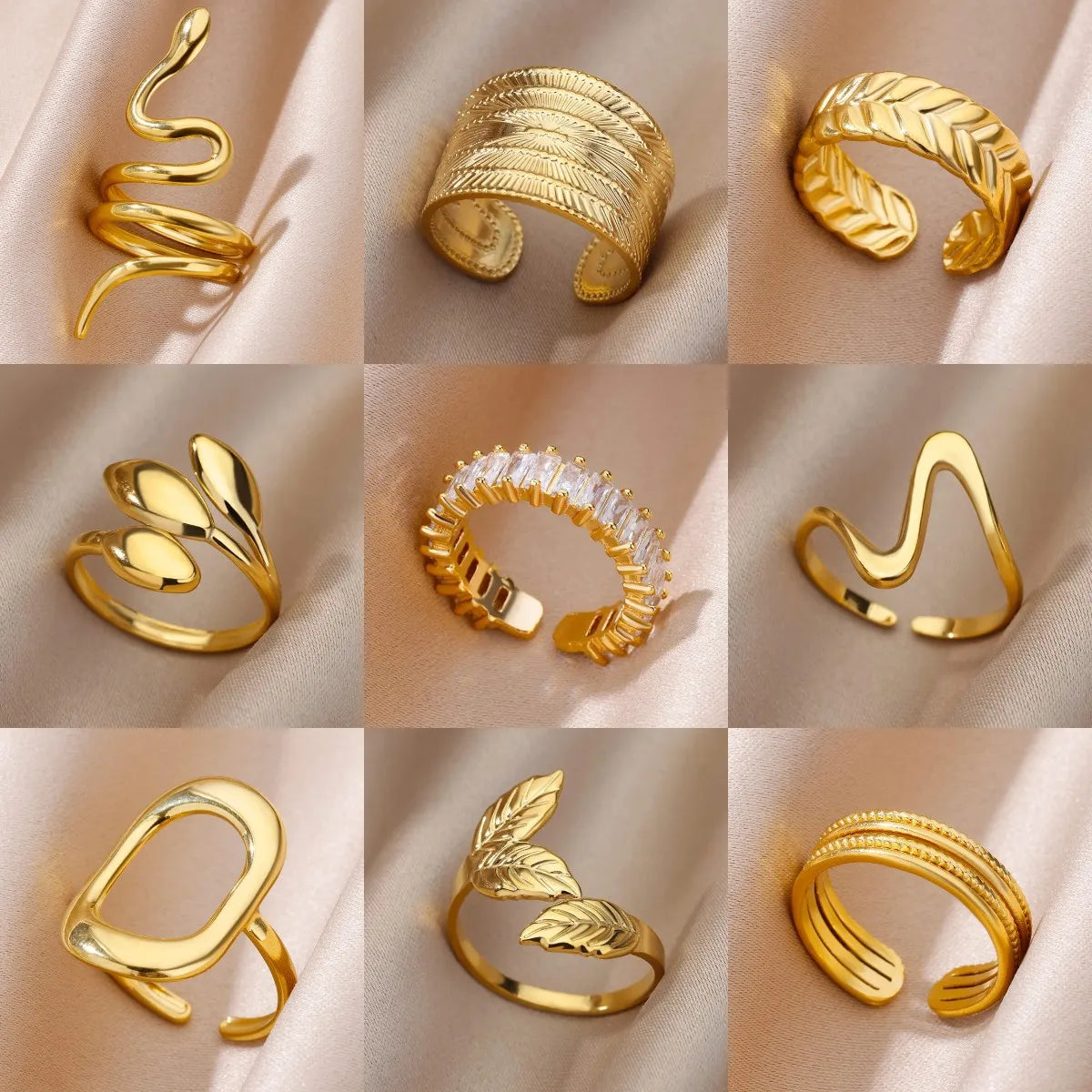 Cinderella Luxury Rings Collection - 316L Stainless Steel Gold Rings for Women