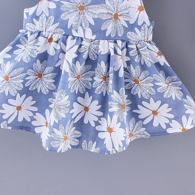 Summer Daisy Princess Dress for Girls with Elegant Big Bow – Perfect Party Look for 0–3 Years