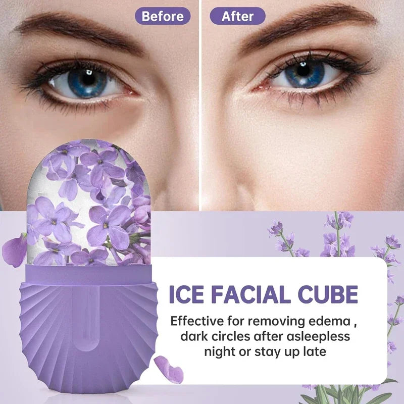 Elegante rodillo facial de hielo de silicona: enfriamiento instantáneo, alivio de la hinchazón y refinamiento de poros.