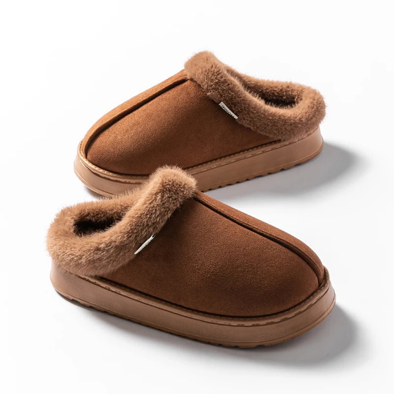 Warm Comfort and Winter Elegance – Premium Fluffy Slippers with Thick Non-Slip Sole