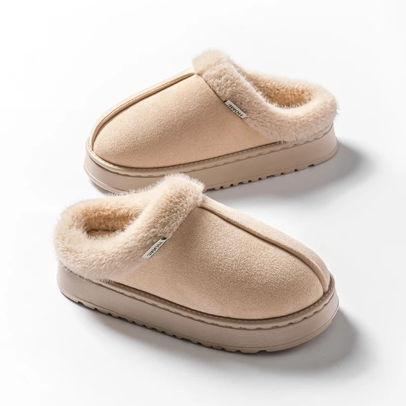 Warm Comfort and Winter Elegance – Premium Fluffy Slippers with Thick Non-Slip Sole