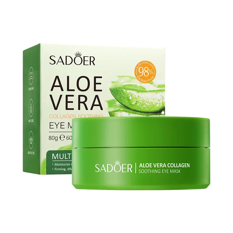 Mascarilla de colágeno y aloe vera para ojos: 60 parches para hidratación profunda, lifting y tratamiento de ojeras.