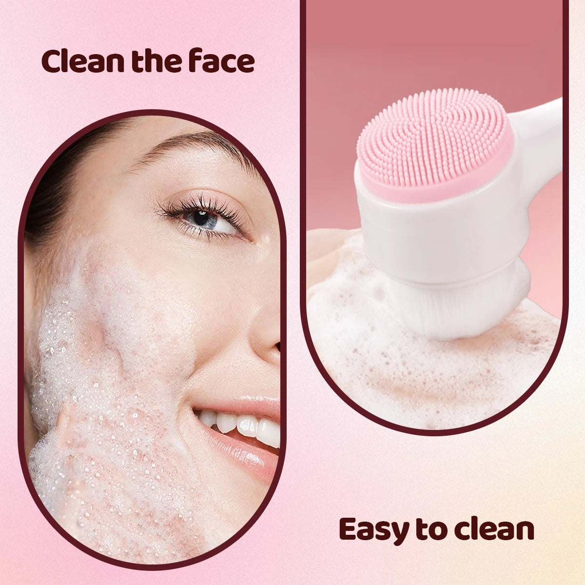 Cepillo facial de silicona de doble cara: limpieza profunda con precisión suave