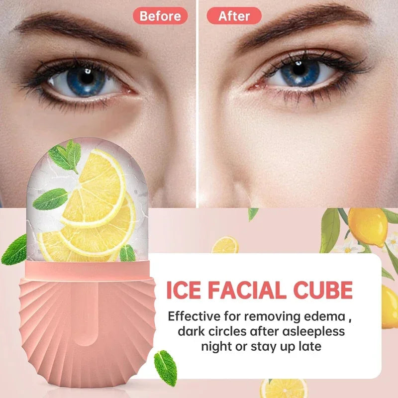 Elegante rodillo facial de hielo de silicona: enfriamiento instantáneo, alivio de la hinchazón y refinamiento de poros.