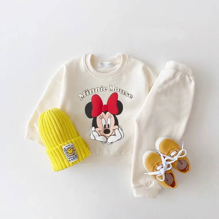 Chic Disney Baby Set: Long-Sleeve Top & Mickey Mouse Pants – Lightweight Autumn Comfort for Every Little Star