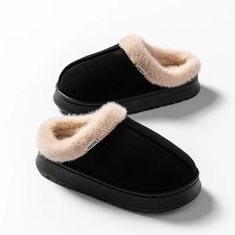 Warm Comfort and Winter Elegance – Premium Fluffy Slippers with Thick Non-Slip Sole