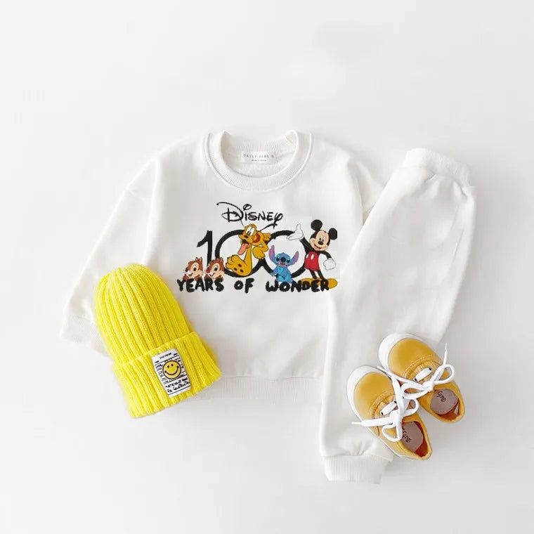 Chic Disney Baby Set: Long-Sleeve Top & Mickey Mouse Pants – Lightweight Autumn Comfort for Every Little Star