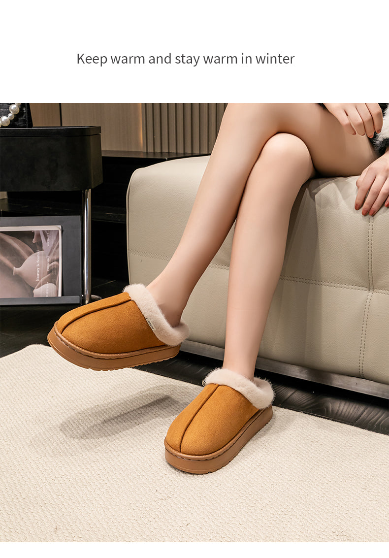 Warm Comfort and Winter Elegance – Premium Fluffy Slippers with Thick Non-Slip Sole