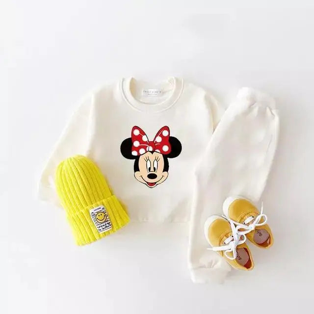 Chic Disney Baby Set: Long-Sleeve Top & Mickey Mouse Pants – Lightweight Autumn Comfort for Every Little Star