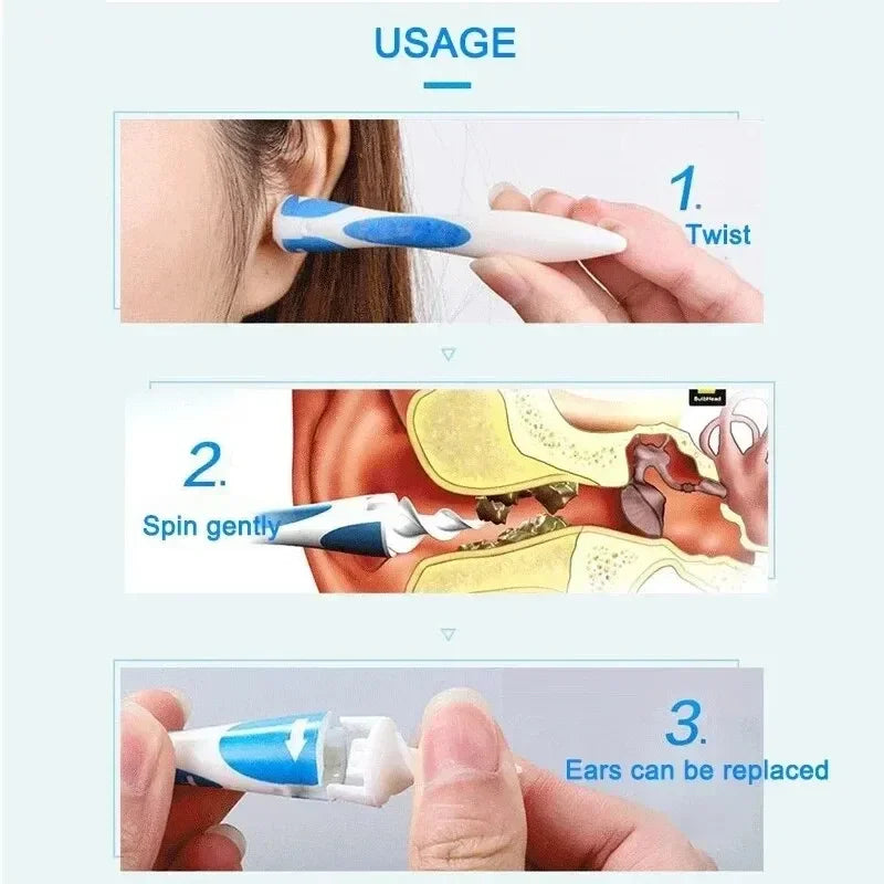 Gentle & Safe Ear Wax Remover – Soft Silicone Cleaner with Replaceable Tips