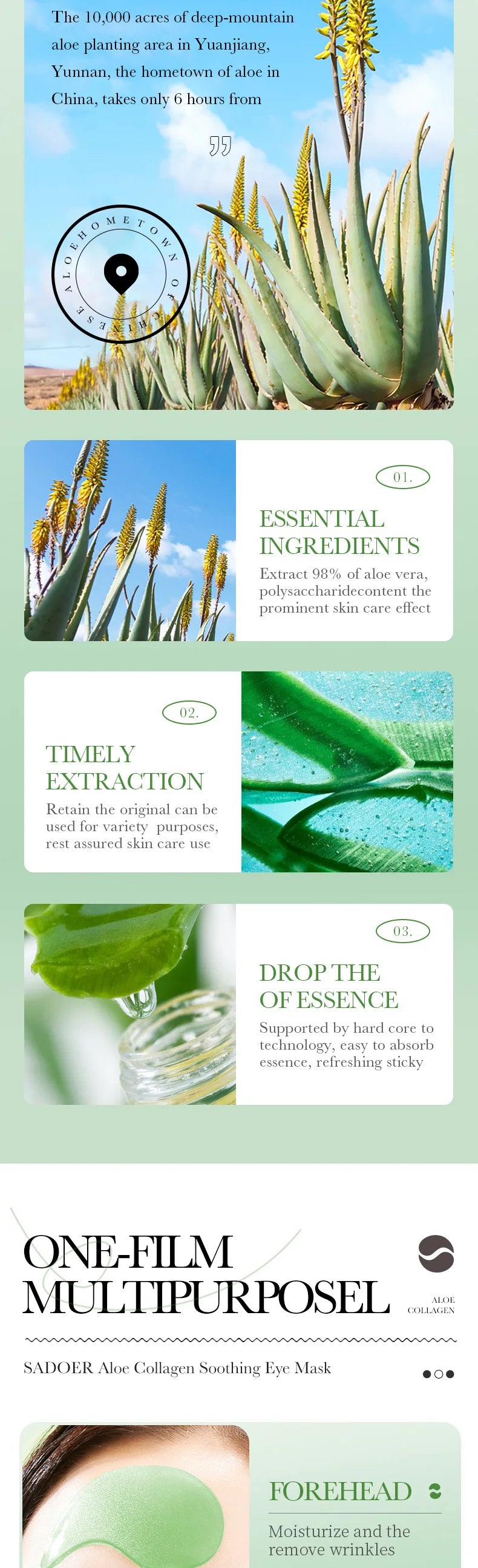 Mascarilla de colágeno y aloe vera para ojos: 60 parches para hidratación profunda, lifting y tratamiento de ojeras.