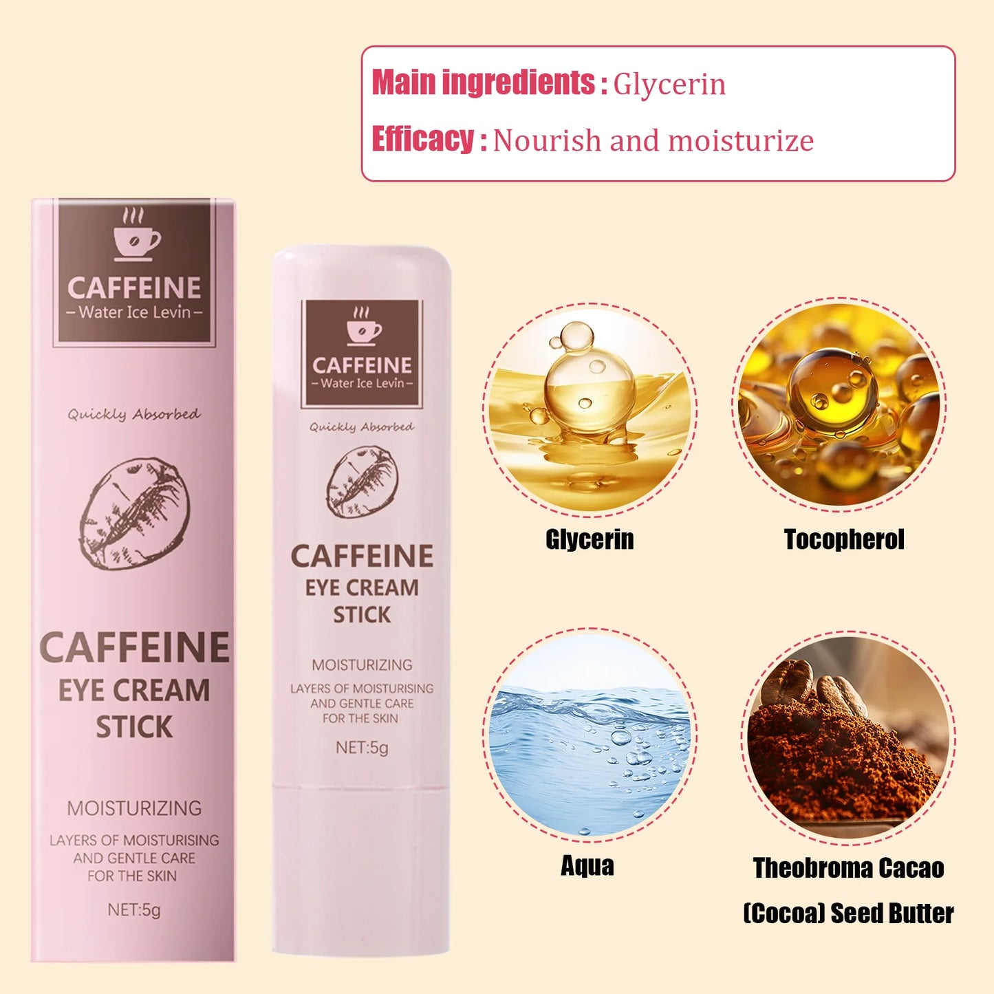 Caffeine Eye Cream Stick – Brightening, Hydrating & Depuffing for a Youthful Eye Areain