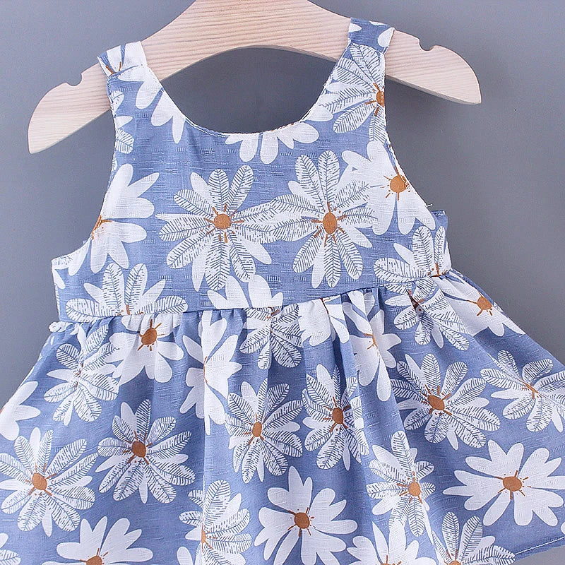Summer Daisy Princess Dress for Girls with Elegant Big Bow – Perfect Party Look for 0–3 Years