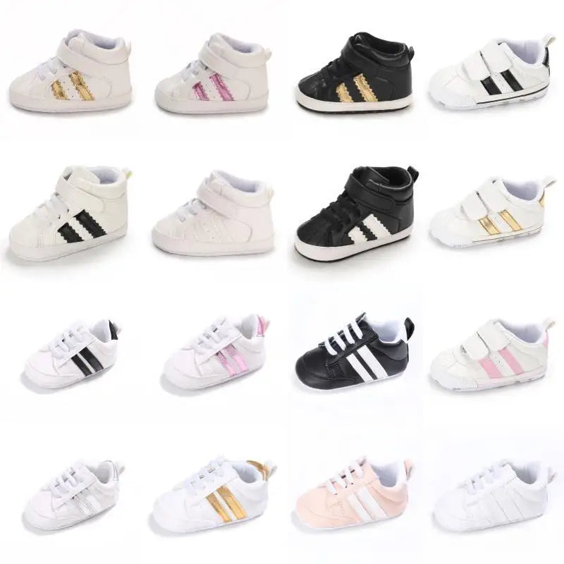 First Steps Baby Shoes | Soft & Stylish Walking Shoes for Boys and Girls with Flexible Sole and Sporty Charm for Ages 0–18 Months