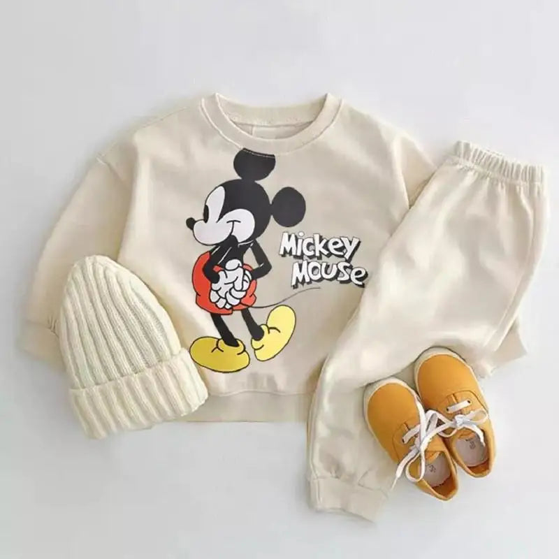 Chic Disney Baby Set: Long-Sleeve Top & Mickey Mouse Pants – Lightweight Autumn Comfort for Every Little Star