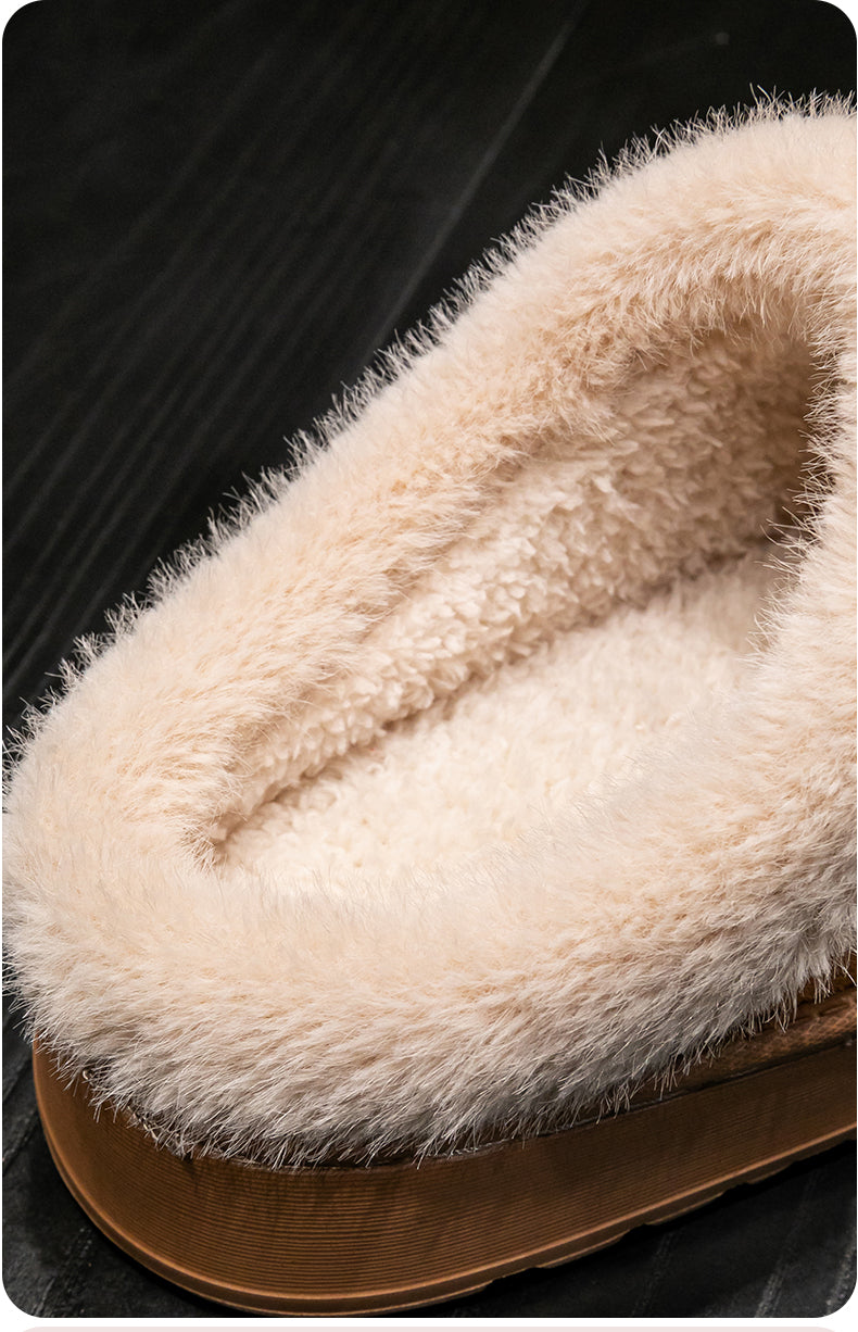 Warm Comfort and Winter Elegance – Premium Fluffy Slippers with Thick Non-Slip Sole