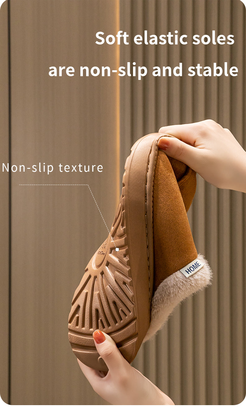 Warm Comfort and Winter Elegance – Premium Fluffy Slippers with Thick Non-Slip Sole