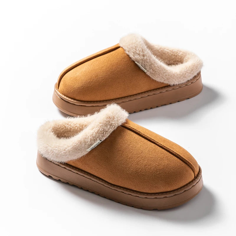 Warm Comfort and Winter Elegance – Premium Fluffy Slippers with Thick Non-Slip Sole
