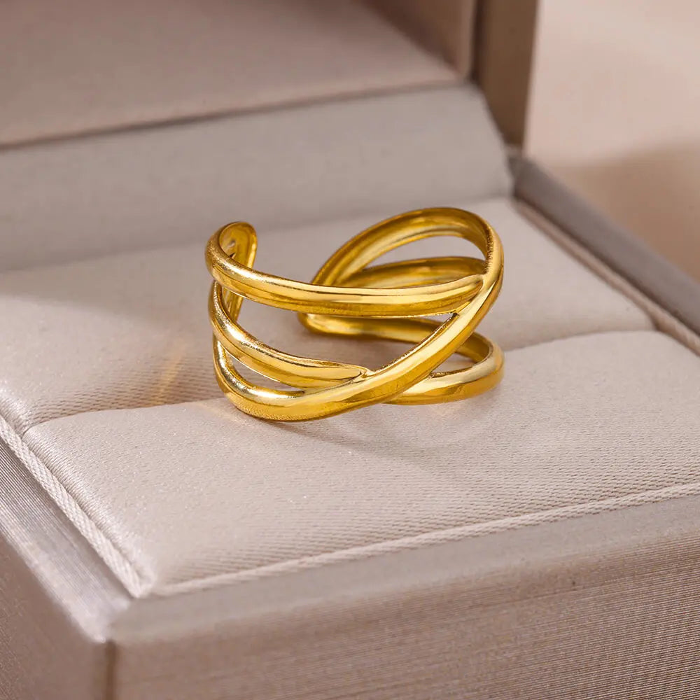 Cinderella Luxury Rings Collection - 316L Stainless Steel Gold Rings for Women