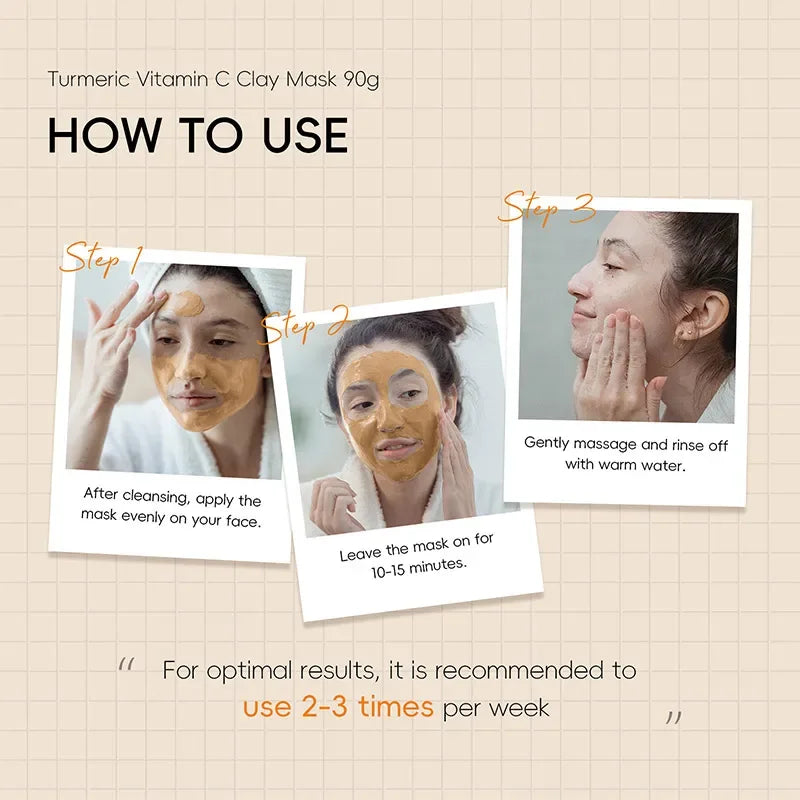 Mascarilla facial de cúrcuma y vitamina C para una limpieza profunda de los poros y una piel radiante: cuidado exfoliante y refinador.